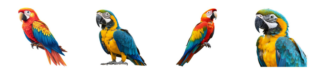 Fototapeta premium Colorful Macaws: Parrot Variety, Tropical Birds, Exotic Pets, cut out transparent