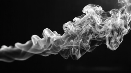 White Smoke Wave Art on Black Background  lighting smoke cloud in motion 