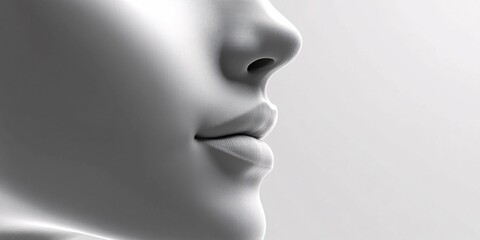 close-up of abstract human face profile with soft lighting and minimalist design for modern art and technology concepts