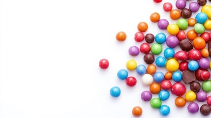 Colorful Chocolate Candies on White Background