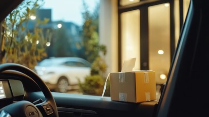 A Delivery Package in a Car - Online Shopping