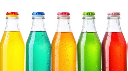 Vibrant Bottles with Refreshing Colors on White Background