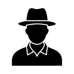 Man in hat icon in silhouette style