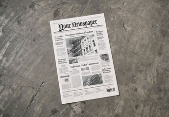 Mockup Of Customized Newspaper On Floor