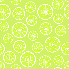 Lime seamless pattern illustration. Summer vibes. green limes on the green background. Fruit repeated background, source of vitamin C