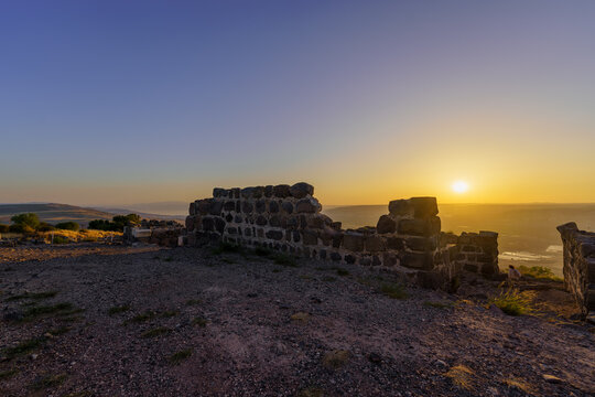 Sunrise view of the crusader Belvoir Fortress