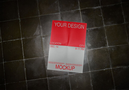 Mockup Of Customizable Poster On Floor