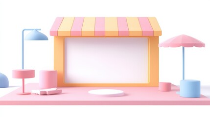Colorful Outdoor Fair Booth with Ample Copy Space
