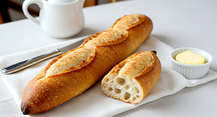 traditional french baguette with perfect balance of crisp and soft