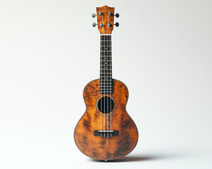 Obraz premium Realistic Ukulele on White Background Detailed View of Traditional String Instrument