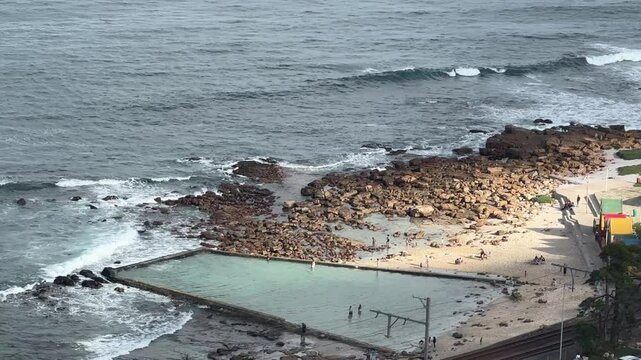Closer view of St.James beach near Kalk Bay in Cape Town. Viewed from Boyes Drive.