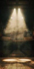 Stage with two spotlights shining down illuminating the center area.
