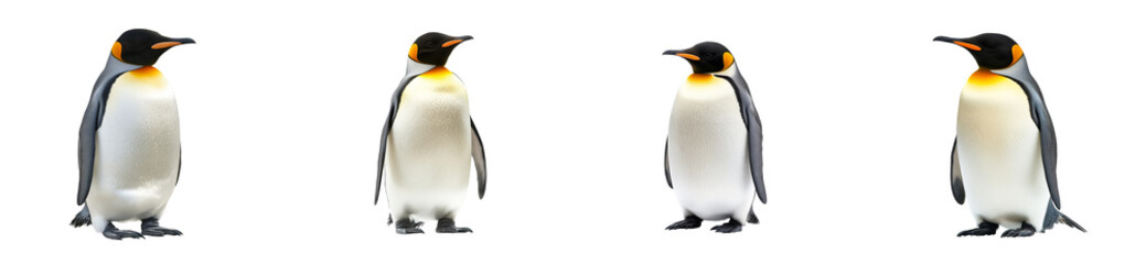 Obraz premium King penguins with black heads and orange necks, cut out transparent