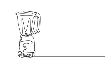 Blender Smoothie Maker Food Processor continuous one line art drawing, One single line drawing of electric blender home appliance for making fruit juice smoothie