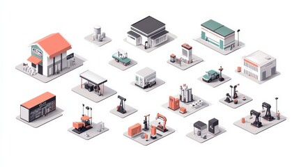 Oil Change Services Icons in Pastel Colors