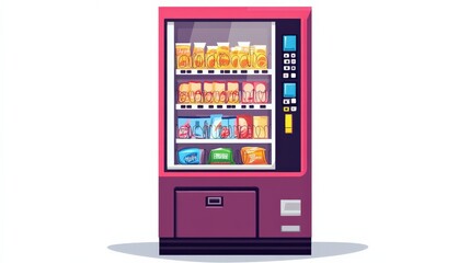 Colorful Vending Machine Operations on White Background