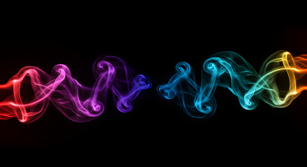 Colorful Haze Visualized On Black Backdrop Displaying Artistic Flow Dynamics