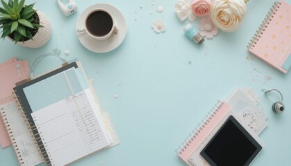top view of work desk