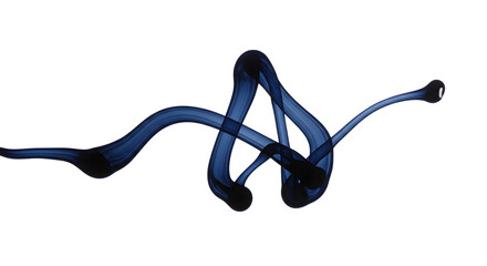 Fluid Ink Abstract Composition With Swirling Shape On White Backdrop