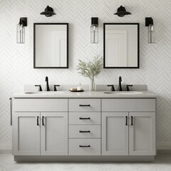 Modern Gray Double Vanity Bathroom