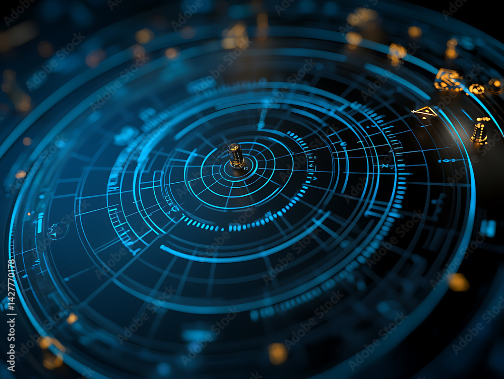 Poster futuristic data visualization digital interface infographic tech environment close-up view science c