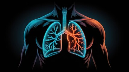 Digital Medical Visualization of Lungs with Highlighted Airways for World Asthma Day Respiratory Health Concept