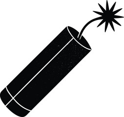 Dynamite Silhouette Vector | Explosive Stick, Bomb Icon & Blast Symbol in Black Vector