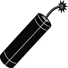Dynamite Silhouette Vector | Explosive Stick, Bomb Icon & Blast Symbol in Black Vector