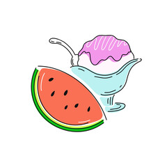 夏のスイカとかき氷の挿絵に使えるアイコン
