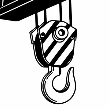 recommend clip art: Heavy-duty crane hook for lifting loads - line art vector illustration in white background