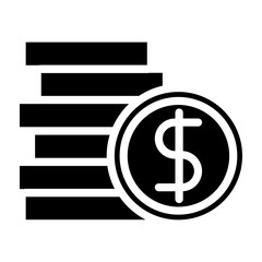 Coin Stack Vector Glyph Icon Design
