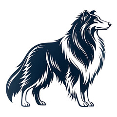 A Rough Collie dog silhouette vector illustration on white background.