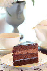 a slice of chocolate cake