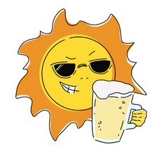 太陽とビールのポップな挿絵に使えるアイコン