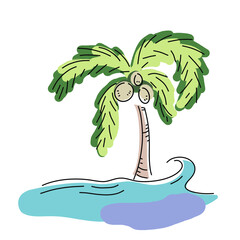 夏の海とヤシの木の挿絵に使えるアイコン