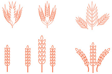 Wheat ears icon set. Wheat logo. Grain spikes set icons.Grain icon. Agriculture symbol. vector illustration