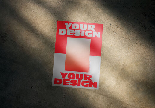 Mockup Of Customizable Poster Resting On Floor
