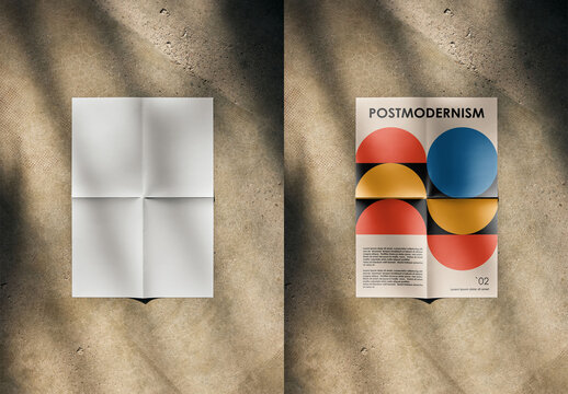 Mockup Of Customized Poster With Fold Creases