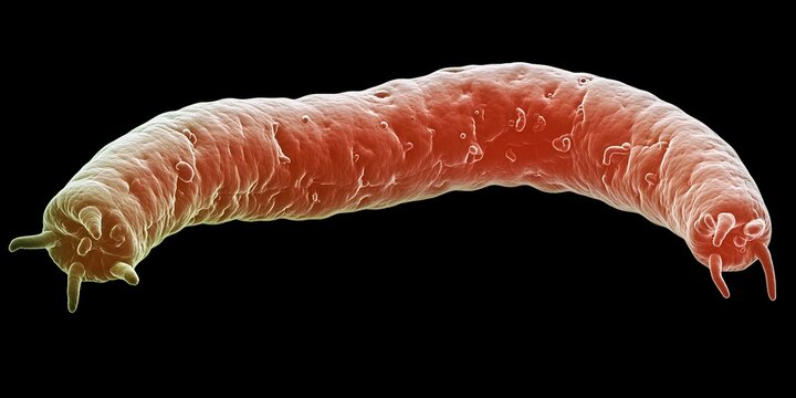 magnified microscopic view of a parasitic worm or helminth in high detail for scientific research and educational purposes