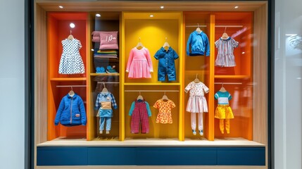 Vibrant Clothing Display in Store Window