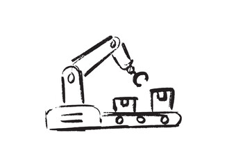 Set icon of an Industry Conveyor Doodle Handdrawn