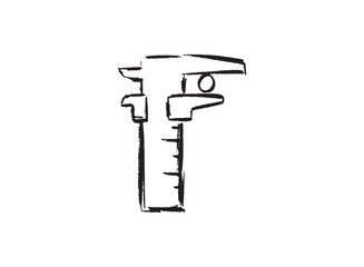 Set icon of an Industry Caliper Doodle Handdrawn