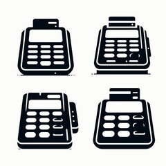 very simple flat and single minimalist Credit Card Machine Silhouettes in black on a white background