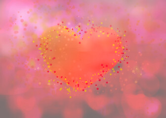 abstract red watercolor background with hearts
