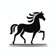 Obraz premium very simple flat and single minimalist Stick Horse Silhouettes in black on a white background