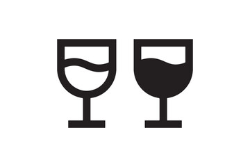 Wine glass icon set solid and outline Vector