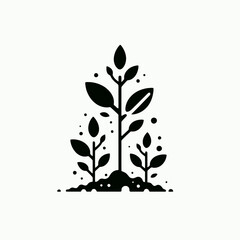 Obraz premium very simple flat and single minimalist Growing Plant Silhouettes in black on a white background