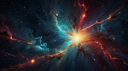 The colorful illustration of space with multiple colors lights