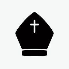 Obraz premium very simple flat and single minimalist Bishop Hat Silhouettes in black on a white background