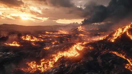 Fiery landscape destruction